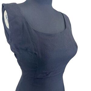 1950s Ruth Roaman Sheath Dress – Black Crepe Over Satin, Madison Ave Label